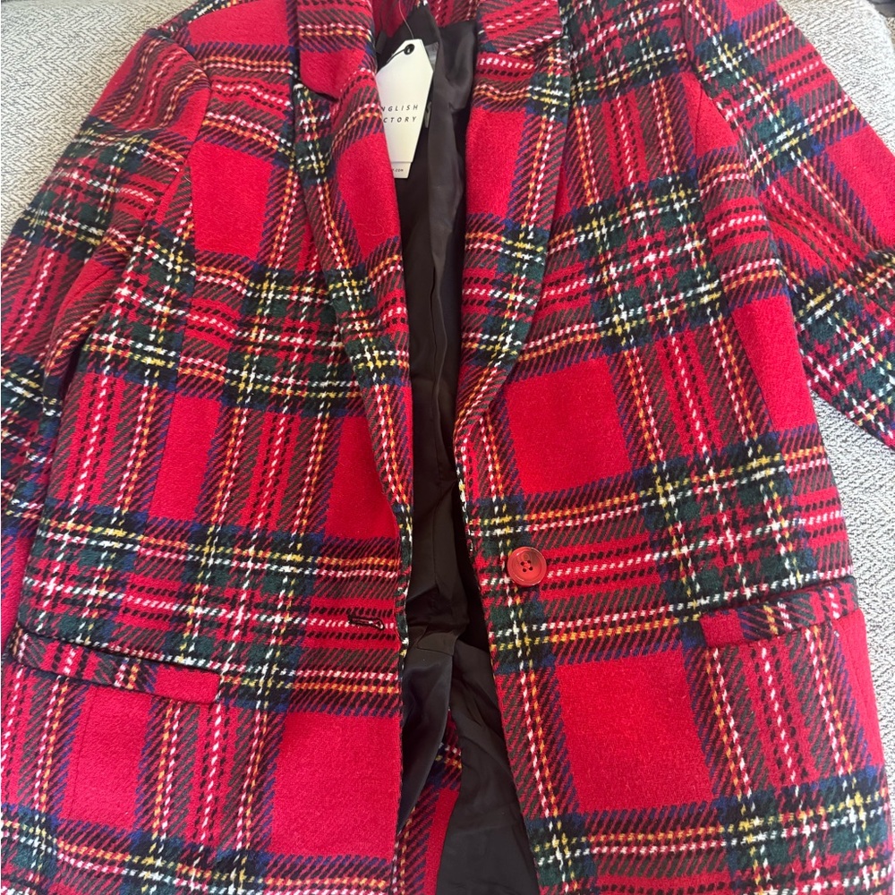 English Factory Red Plaid Blazer